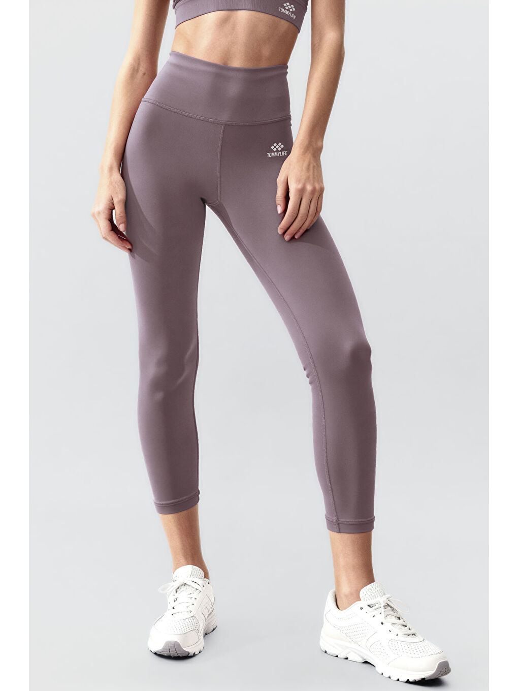 Pembe Gül Kurusu Yüksek Bel Toparlayıcı Çapraz Sırt Detaylı Slim Fit Kadın Tayt Takım - 95283-3