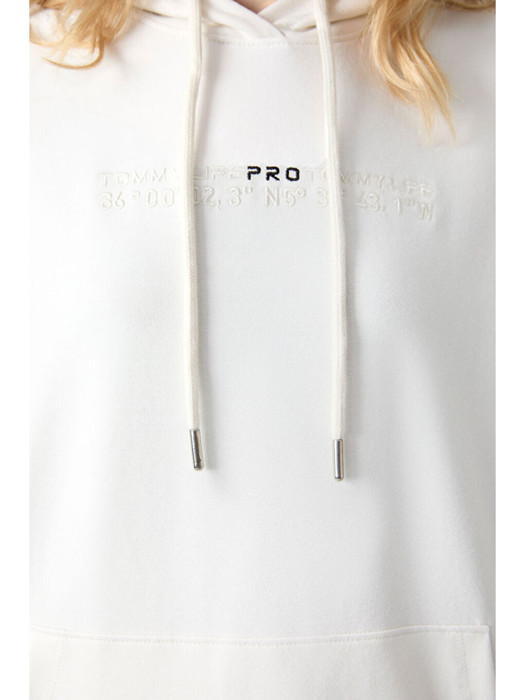 Ekru Kapüşonlu Kanguru Cep Oversize Lastik Paça Kadın Eşofman Takımı - 95288-2