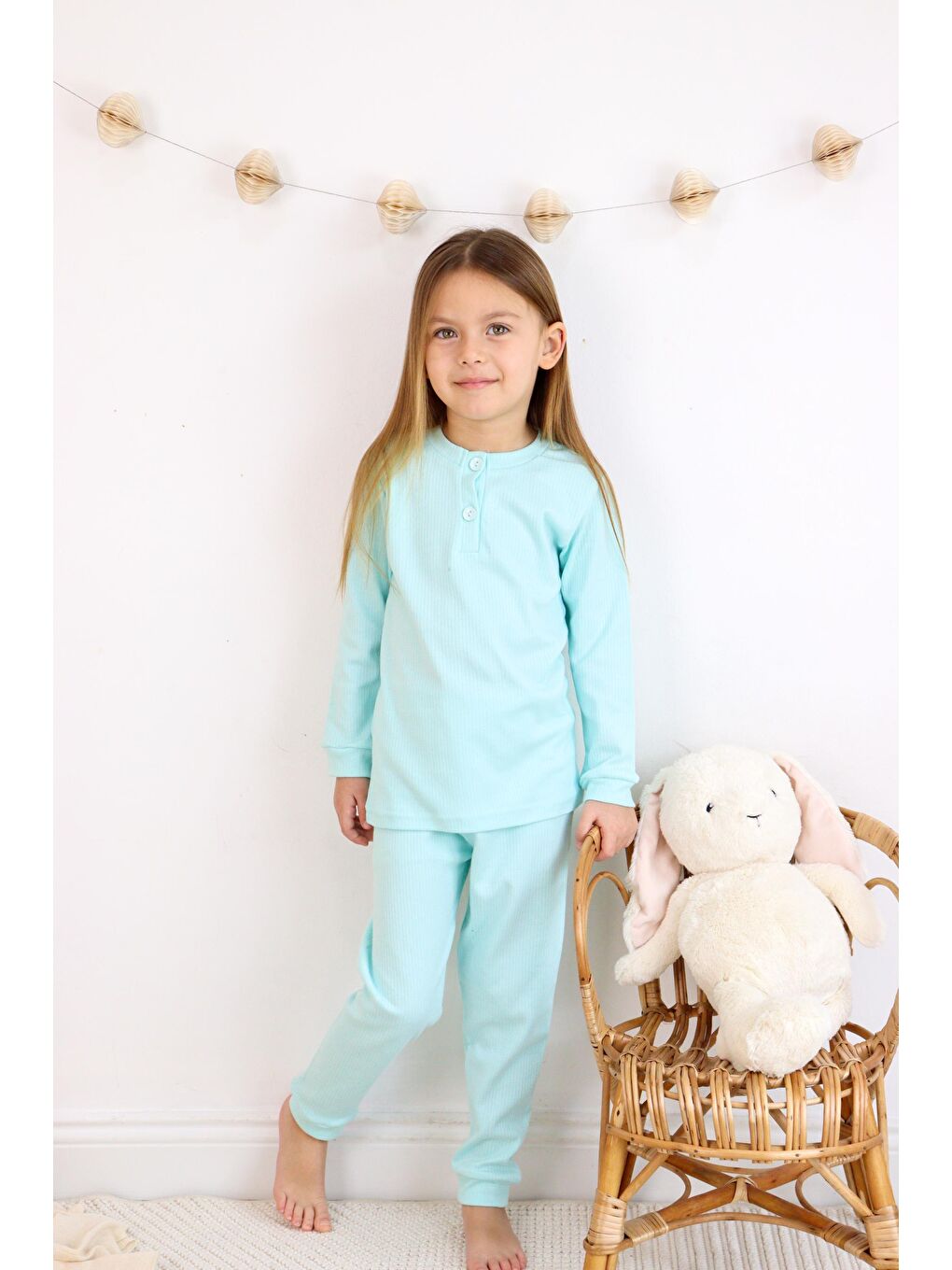 Harika KIDS Turkuaz Kız-Erkek (Unisex) Çocuk Pamuklu Pijama Takımı - 6