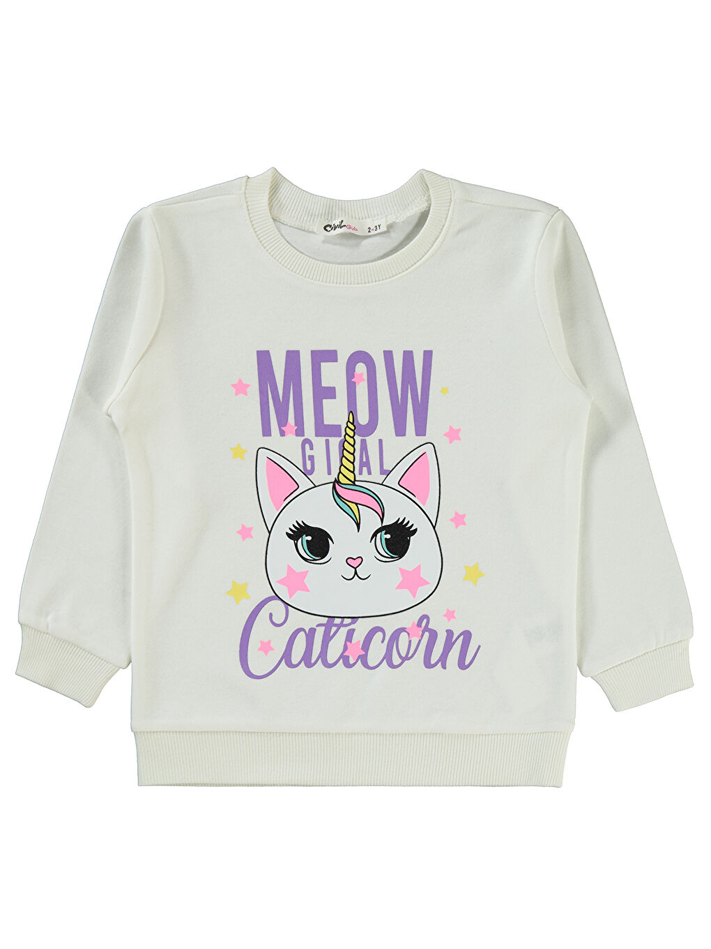 Girls Kız Çocuk Sweatshirt 2-5 Yaş Ekru