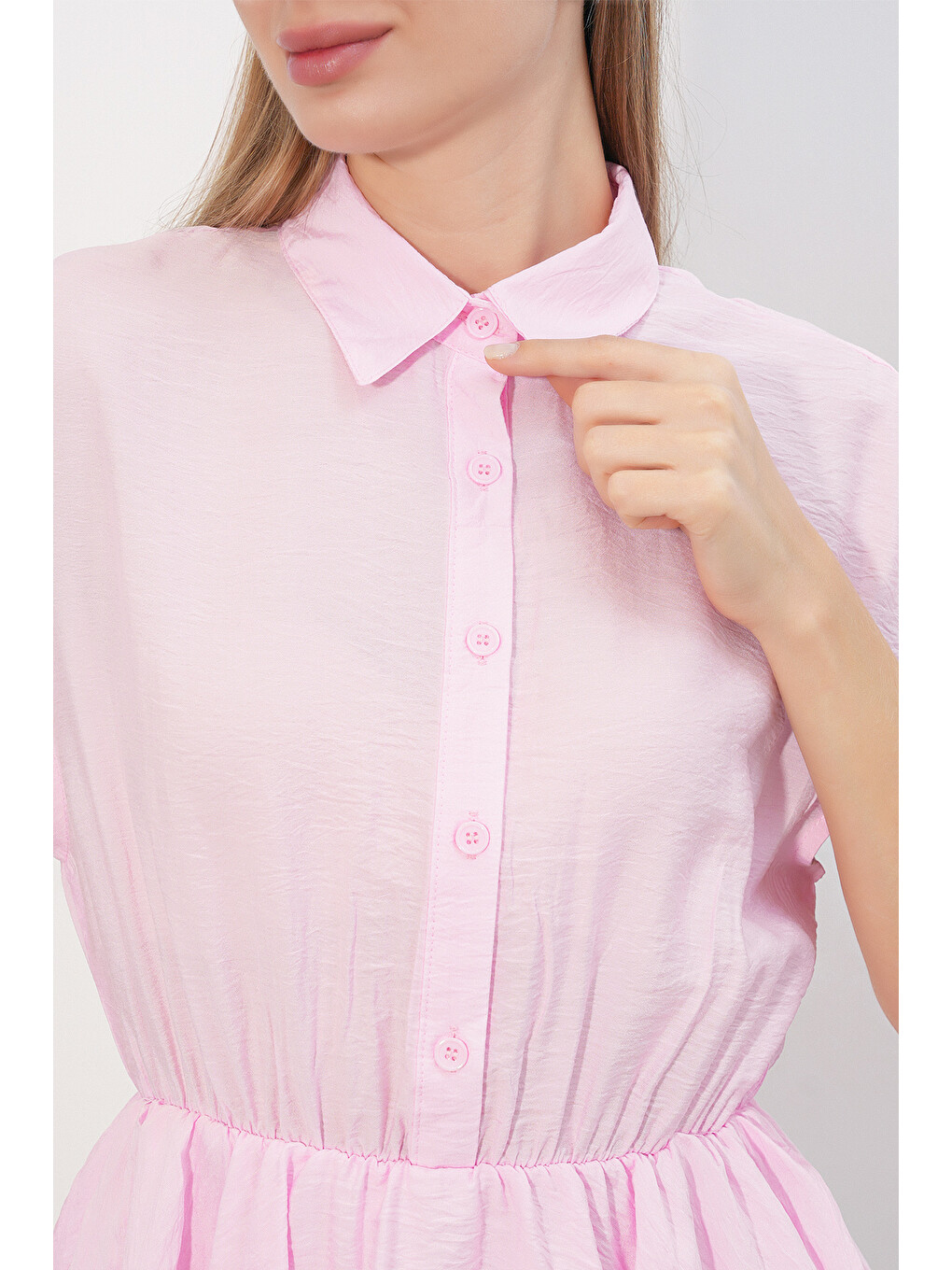 Kadın Sıfır Kol Kat Elbise 2622 - Pembe-4
