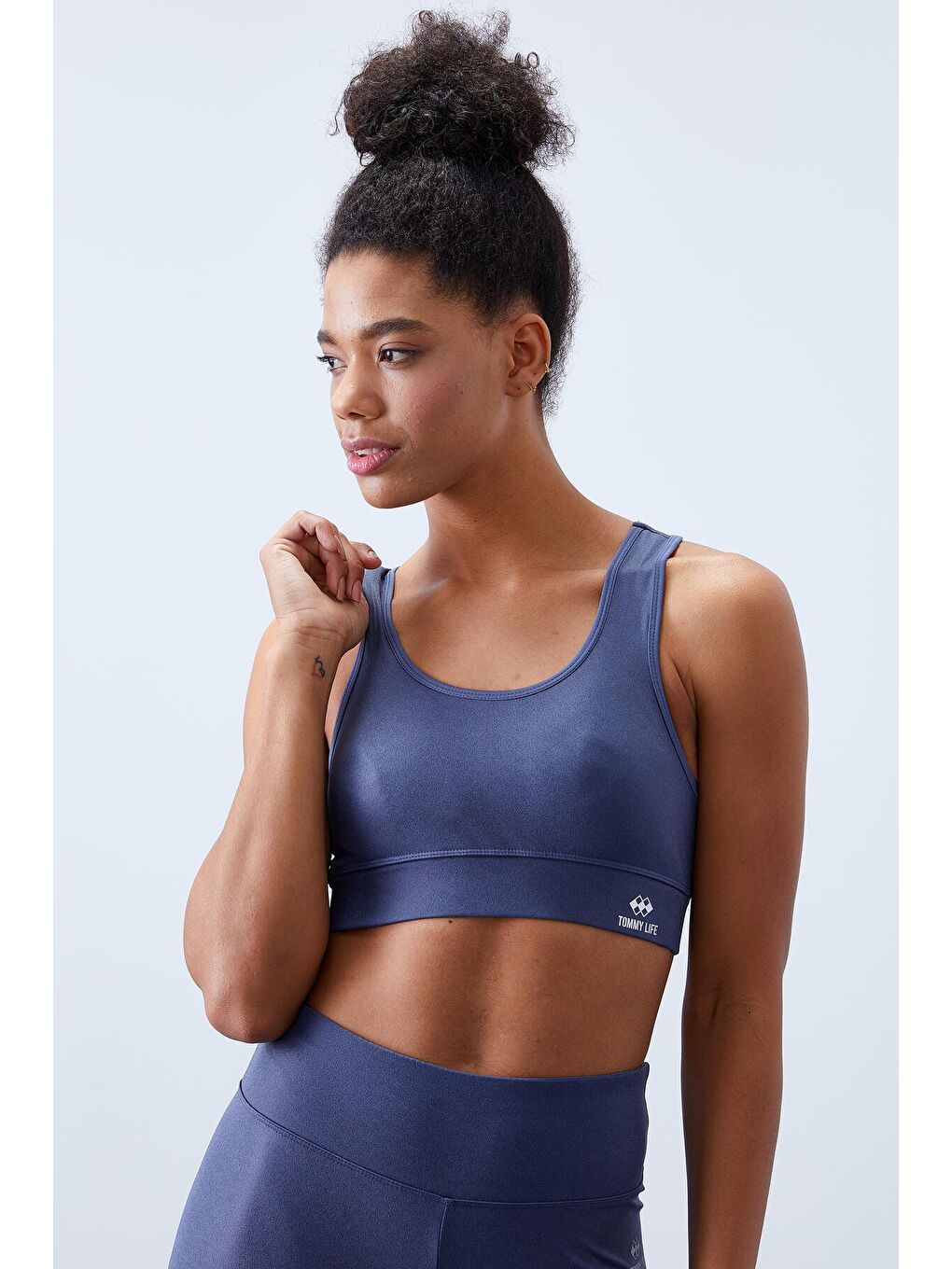 Petrol Yüksek Bel Toparlayıcılı Sırt Detaylı Slim Fit Büstiyer Kadın Tayt Takım - 95281-1