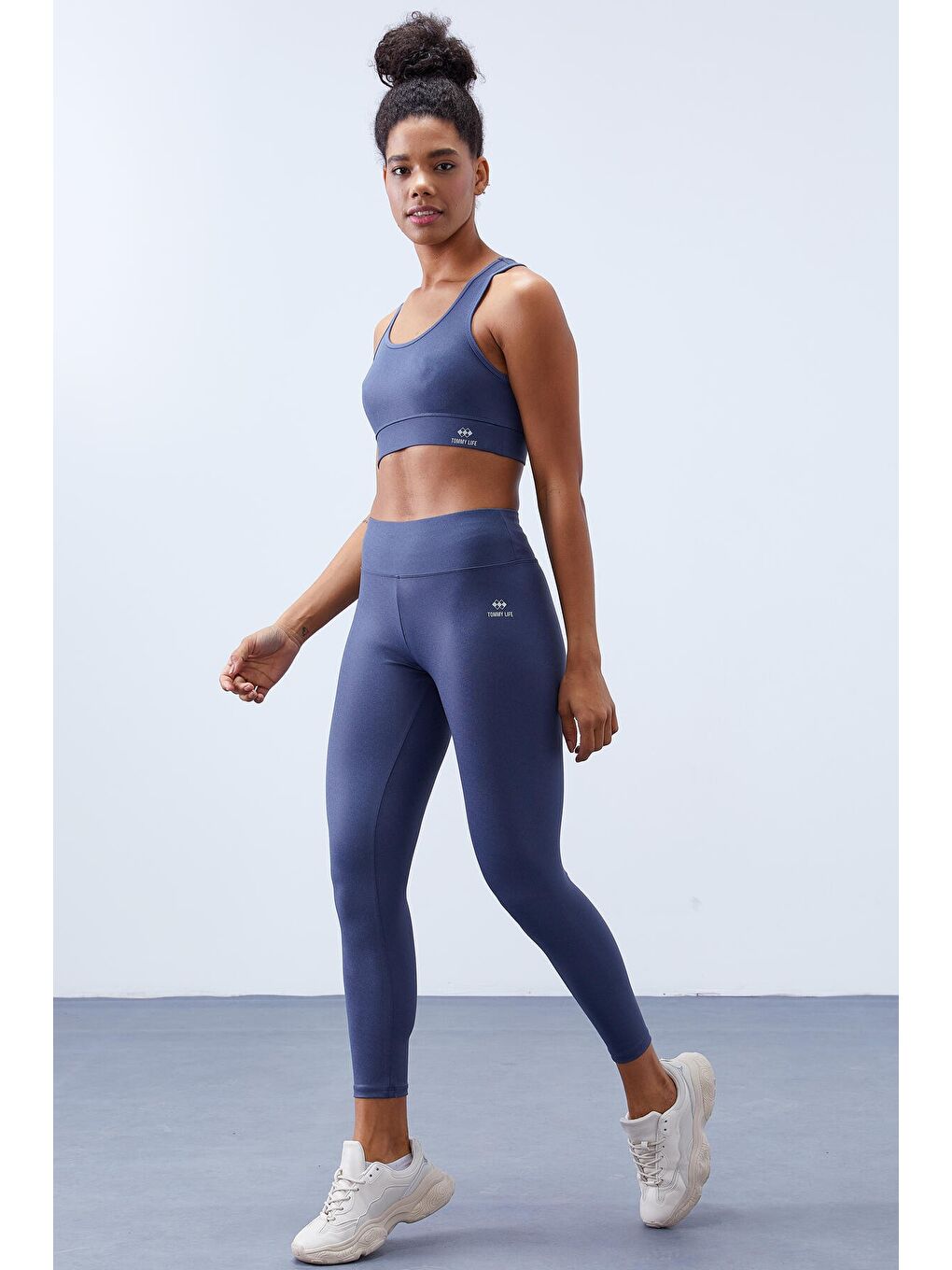 Petrol Yüksek Bel Toparlayıcılı Sırt Detaylı Slim Fit Büstiyer Kadın Tayt Takım - 95281-4