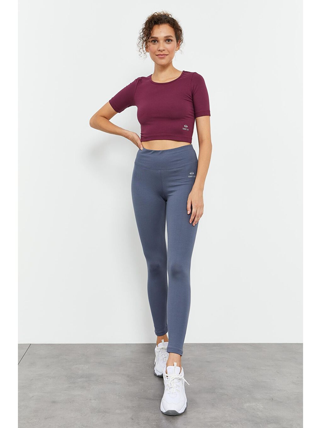 Petrol Yüksek Bel Toparlayıcı Slim Fit Dar Paça Kadın Tayt - 94011-2