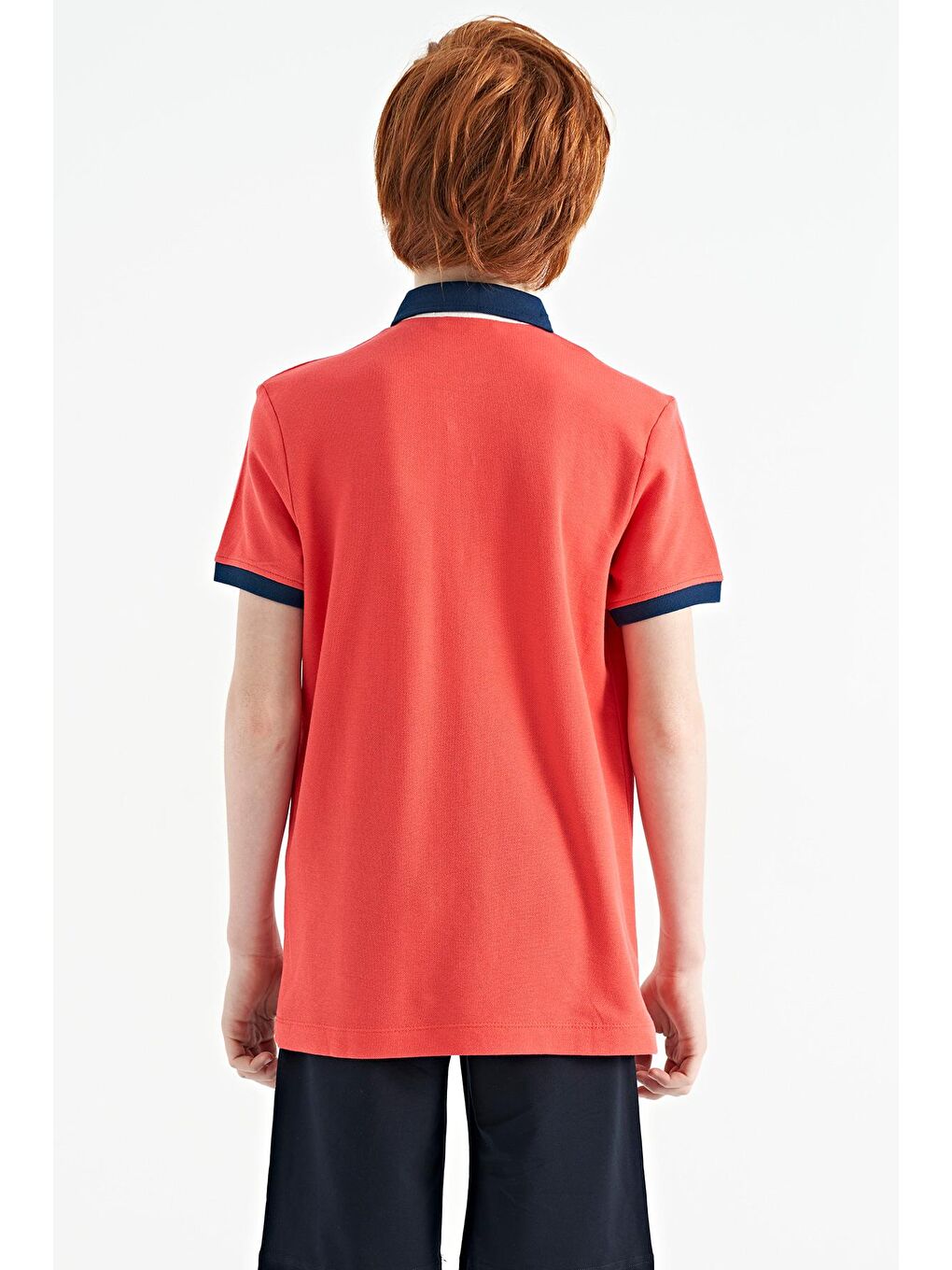 TOMMYLIFE Açık Kırmızı Coral Baskı Detaylı Standart Kalıp Polo Yaka Erkek Çocuk T-Shirt - 11140 - 2