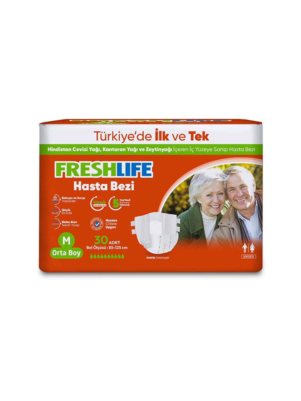Medium Beden Orta Boy Yetişkin Hasta Bezi 30 Adet-1