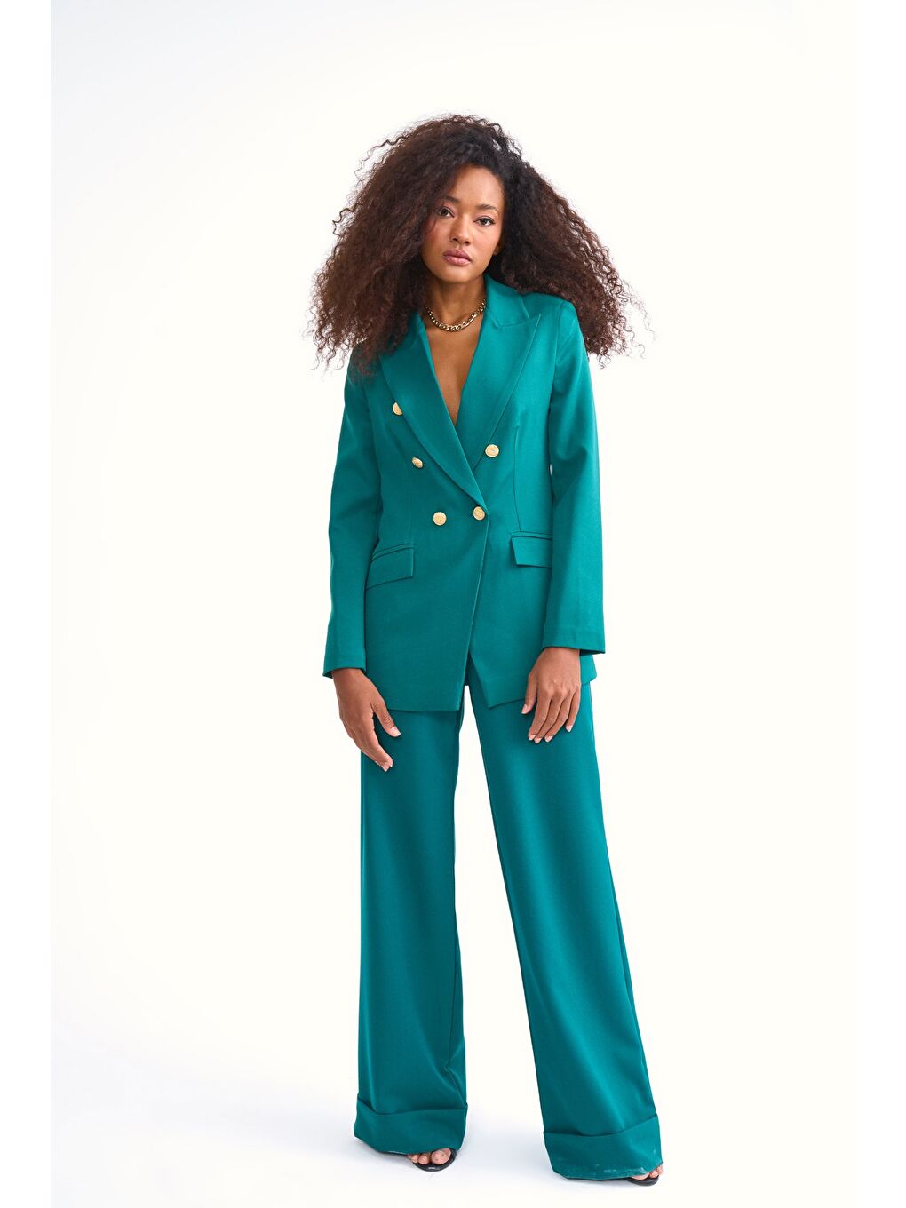 Yeşil Düğmeli Blazer Ceket - Zümrüt-4