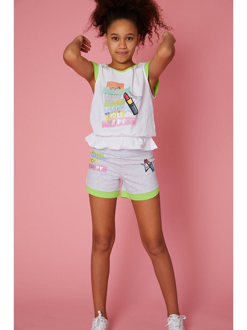 Gri Kız Çocuk Renkli Joy Şort-1