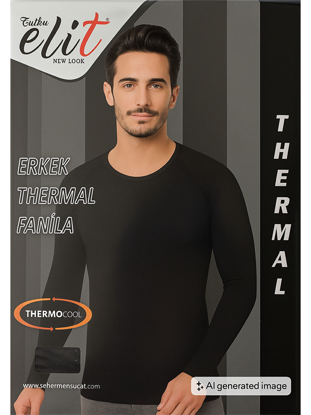 Erkek Siyah Termal Üst Fanila  İçlik-1