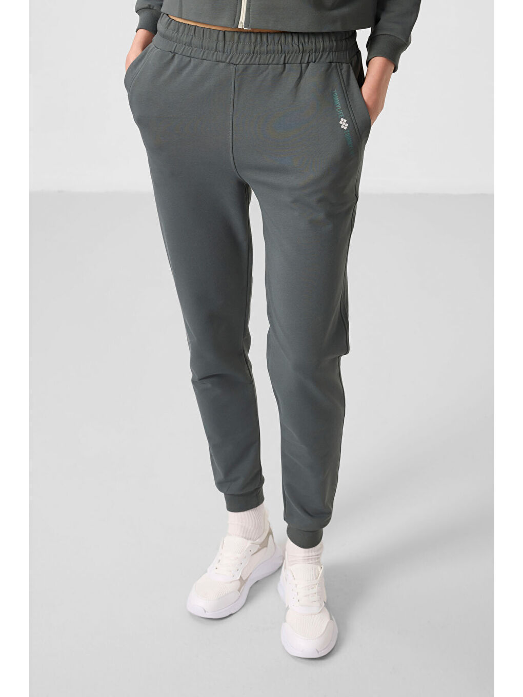 Haki Kapüşonlu Fermuarlı Oversize Kadın Eşofman Takım   95328-8