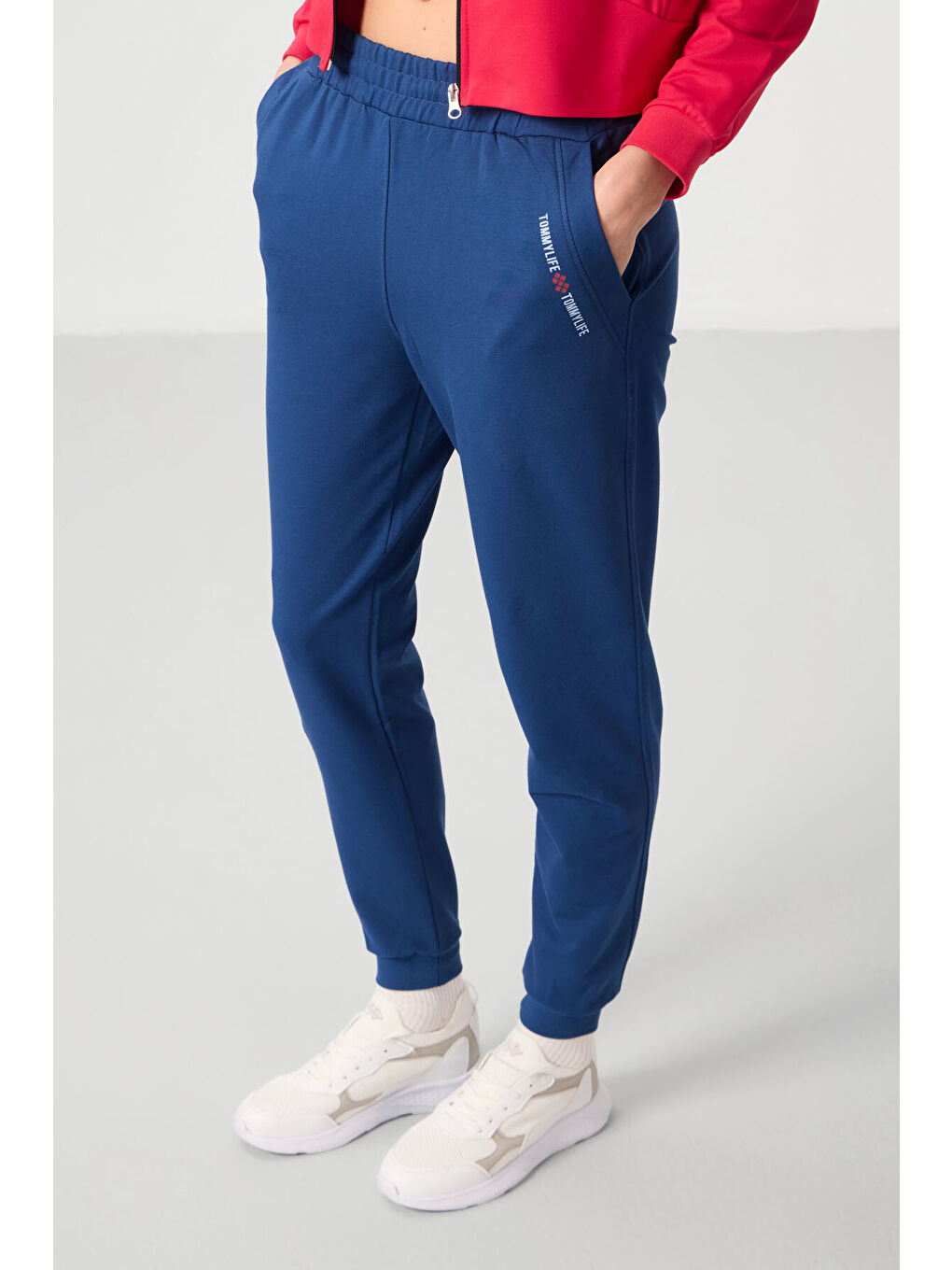 Viva Kırmızı Parlament Kapüşonlu Fermuarlı Oversize Kadın Eşofman Takım   95328-2