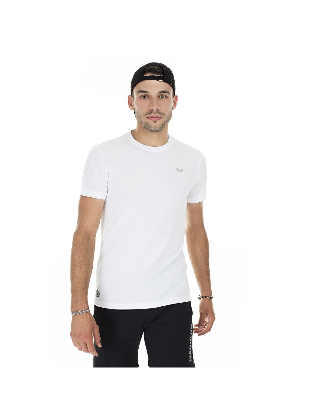 Beyaz Bisiklet Yaka Tişört 5657025-4