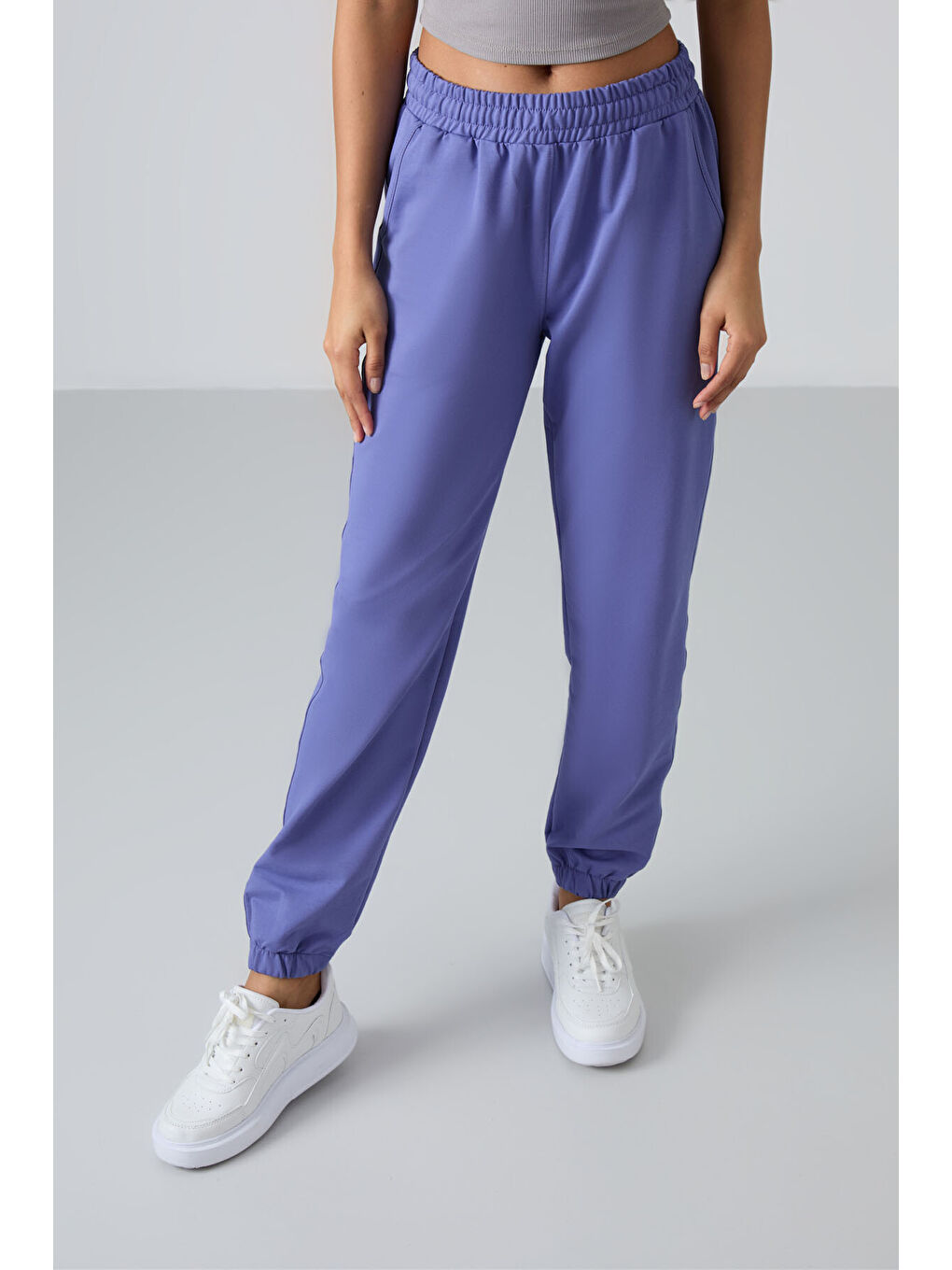 Mor Eflatun Cepli Yüksek Bel Rahat Form Lastik Paça Kadın Eşofman Alt - 94583-2