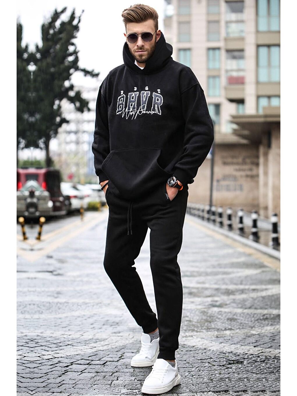 Siyah 3 İplik Şardonlu Erkek Eşofman Takım 5664