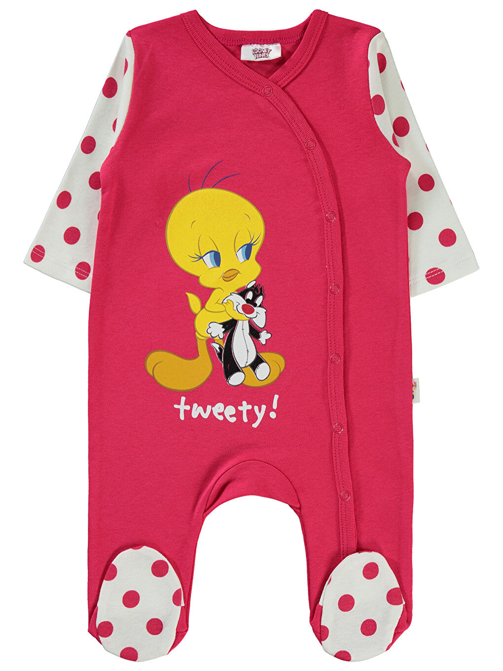 Tweety Kız Bebek Patikli Tulum 1-6 Ay Ekru
