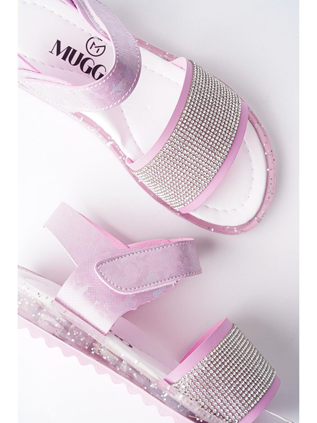 Lila WİNNİE Günlük Hafif Taban Taşlı  ve Cırtlı Kız Çocuk Sandalet-1