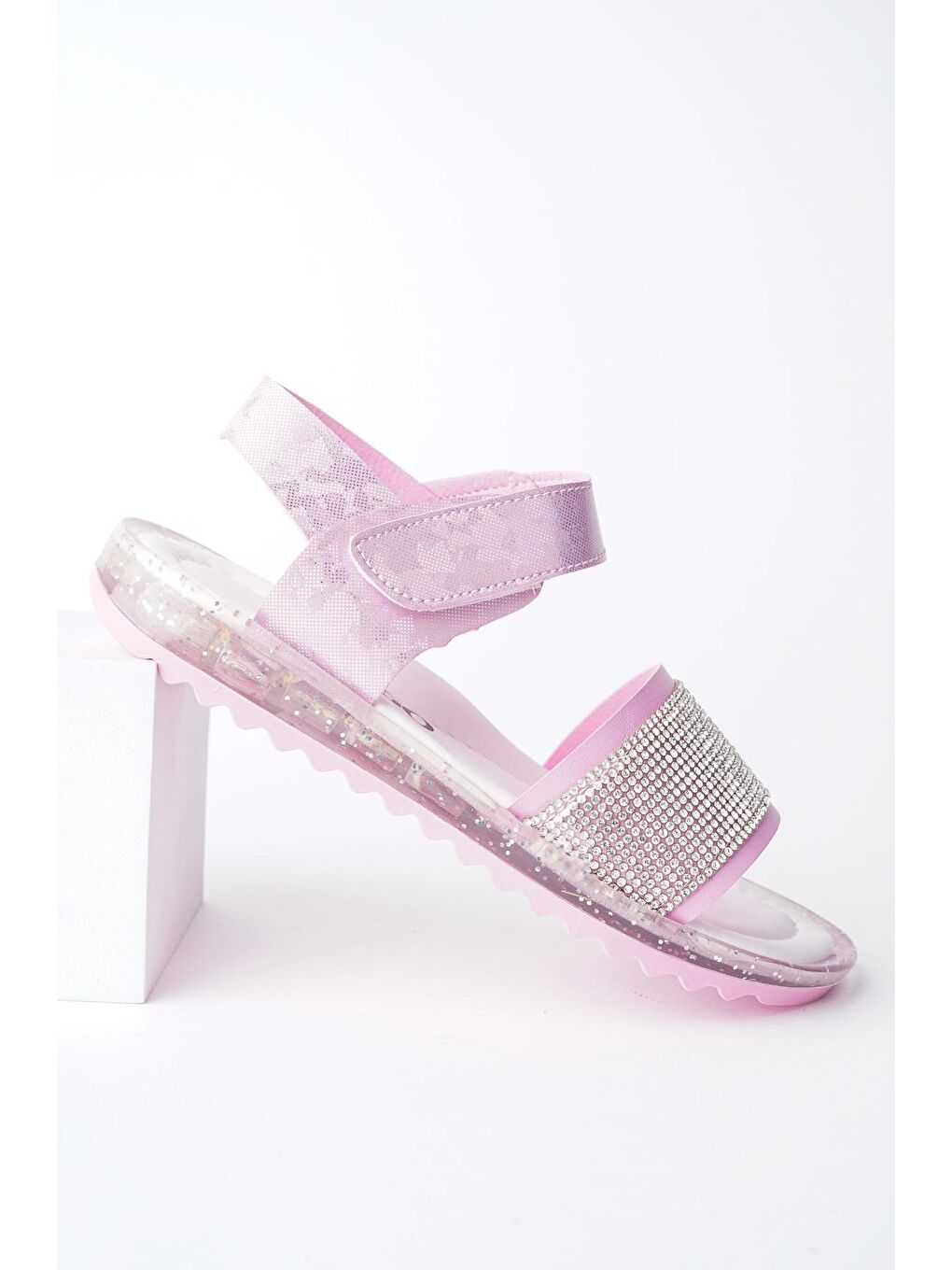 Lila WİNNİE Günlük Hafif Taban Taşlı  ve Cırtlı Kız Çocuk Sandalet-2