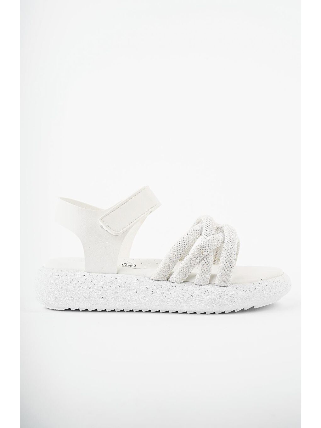 Beyaz JAZZ Günlük Ortopedik Hafif Taban Örgü Detaylı Cırtlı Kız Çocuk Sandalet-1