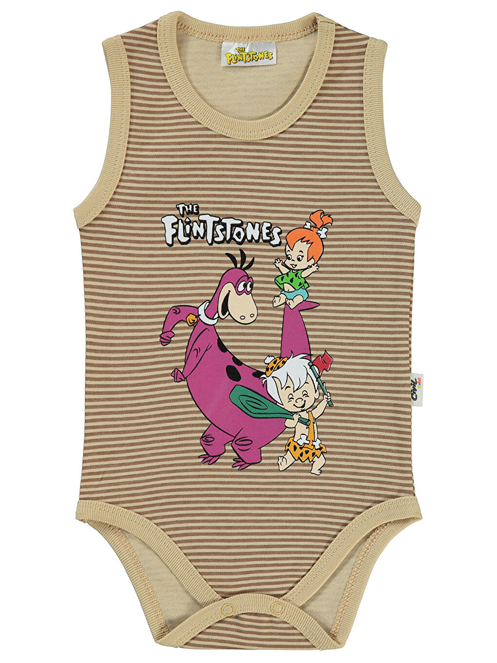 Kahverengi The Flıntstones Erkek Bebek Çıtçıtlı Badi 1-18 Ay Sütlükahve