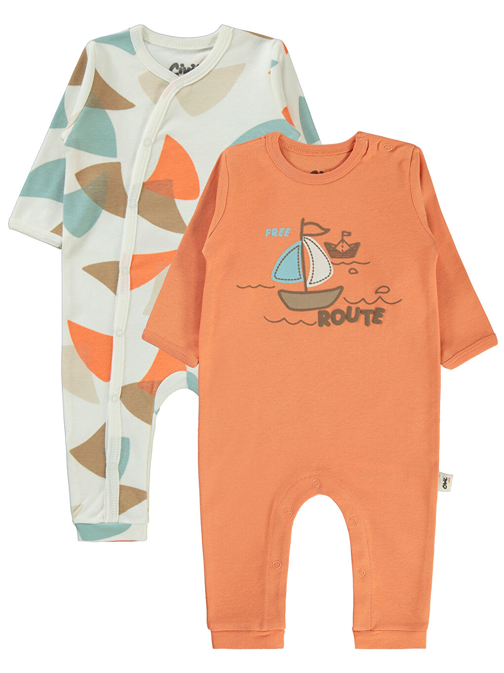 Turuncu Baby Erkek Bebek 2'li Patiksiz Tulum 3-9 Ay Oranj