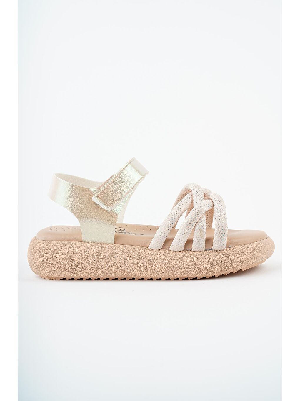 Bej JAZZ Günlük Ortopedik Hafif Taban Örgü Detaylı Cırtlı Kız Çocuk Sandalet-1