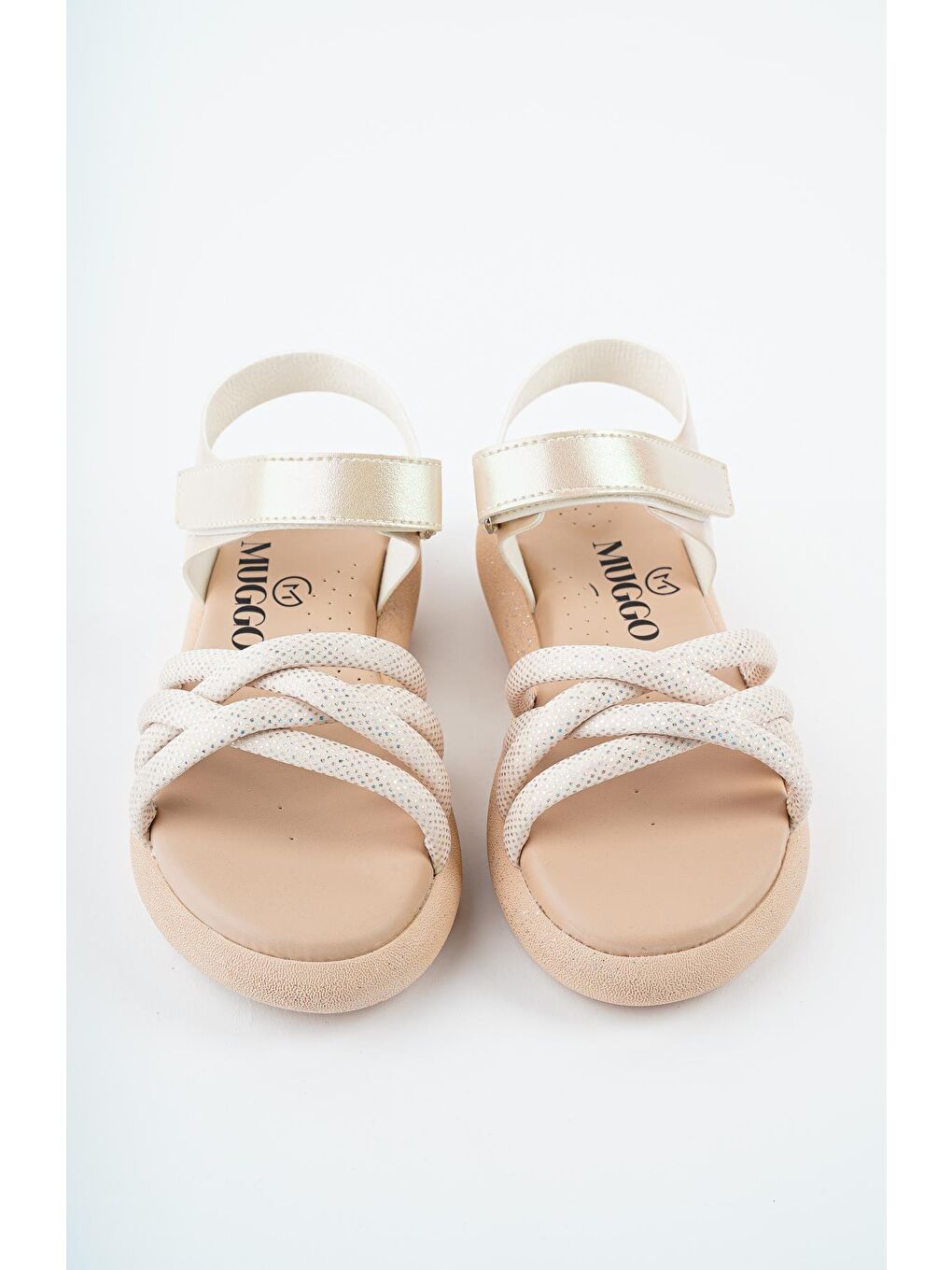 Bej JAZZ Günlük Ortopedik Hafif Taban Örgü Detaylı Cırtlı Kız Çocuk Sandalet-4