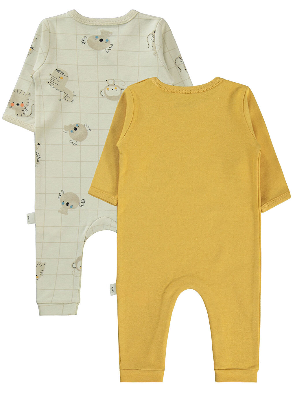 Kahverengi Baby Erkek Bebek 2'li Patiksiz Tulum 3-9 Ay Hardal-1