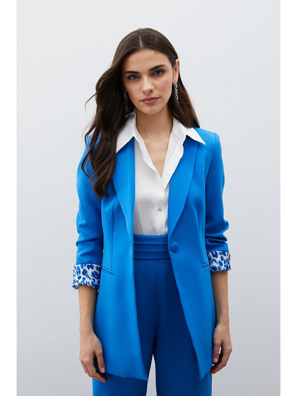 Mono Yaka Klasik Ceket - İndigo-1