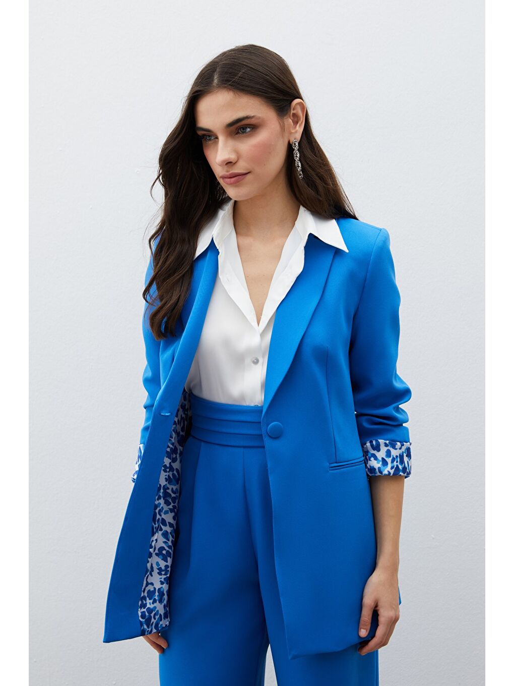 Mono Yaka Klasik Ceket - İndigo-2