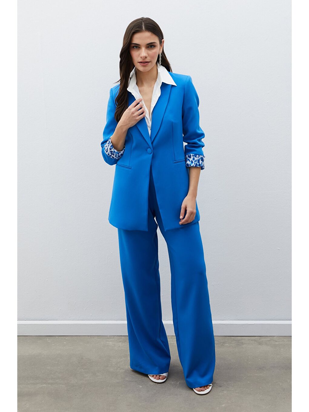 Mono Yaka Klasik Ceket - İndigo-5