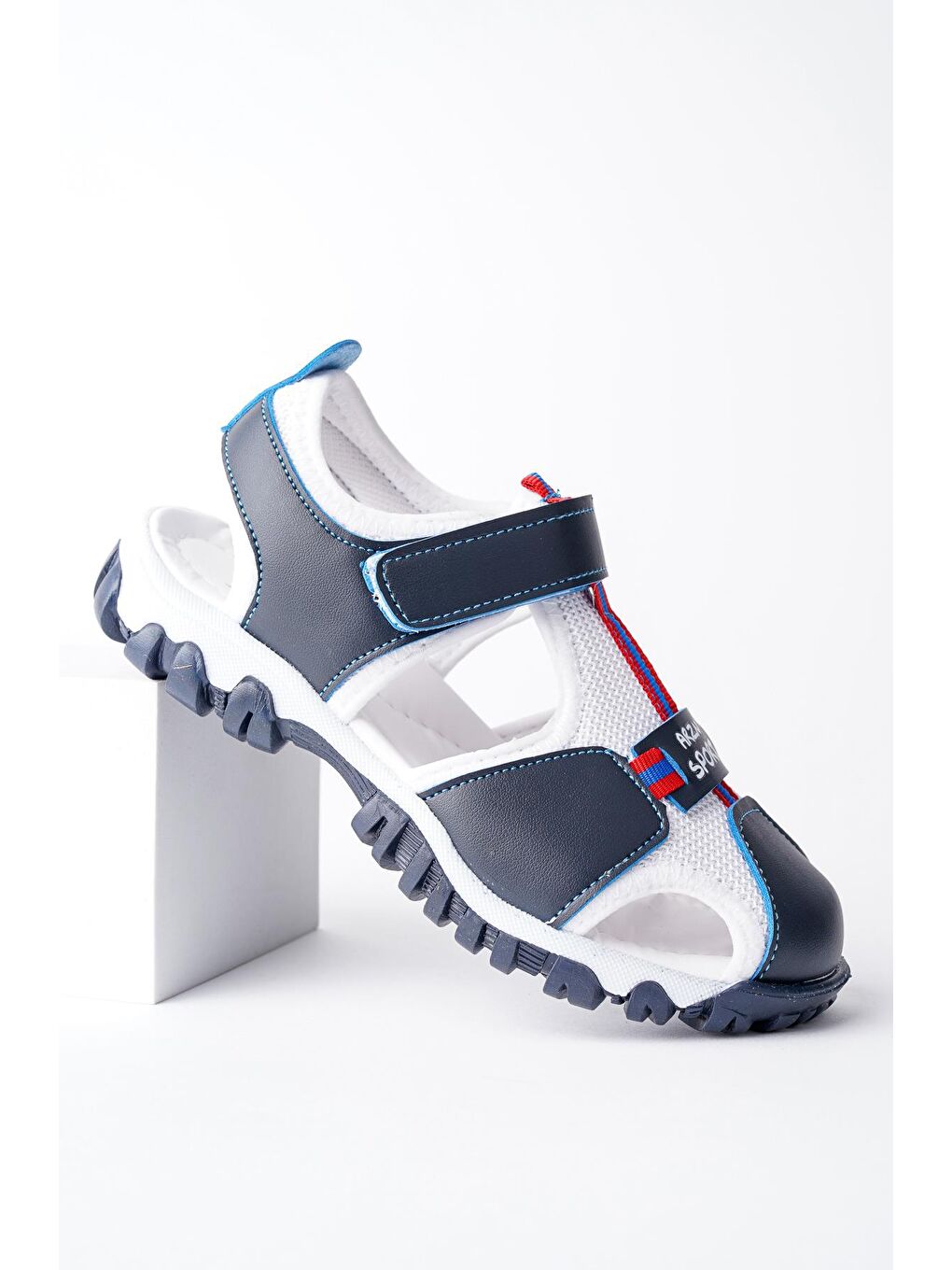 Lacivert TWEETY Günlük Ortopedik Hafif Taban Önü Kapalı Cırtlı Unisex Çocuk Sandalet-3