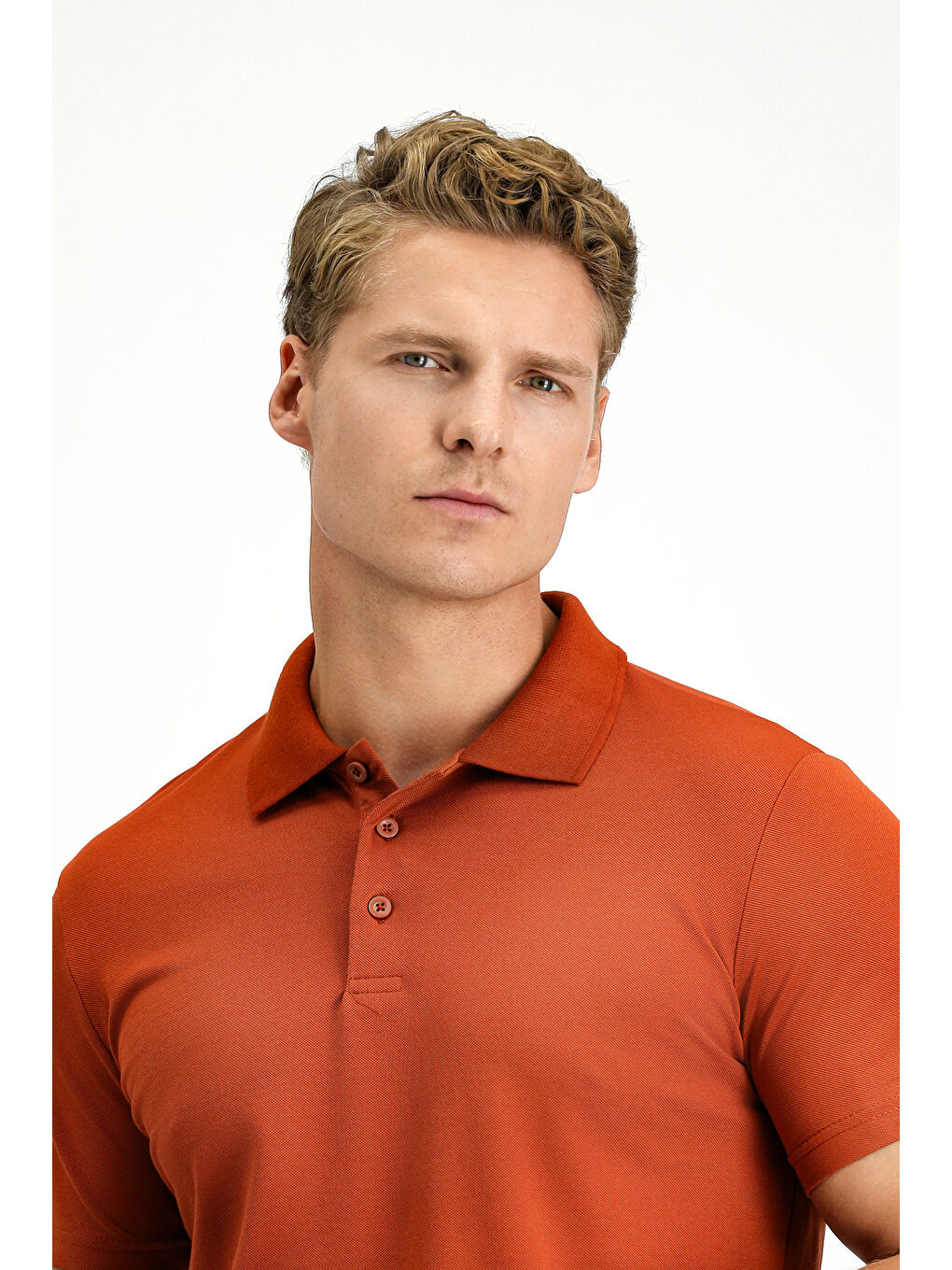 Kahverengi Slim Fit Dar Kesim Pamuklu Polo Yaka Tişört-2