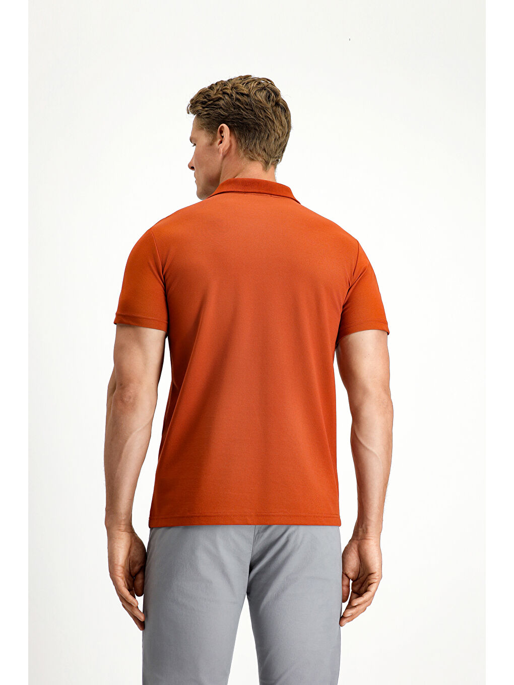 Kahverengi Slim Fit Dar Kesim Pamuklu Polo Yaka Tişört-4