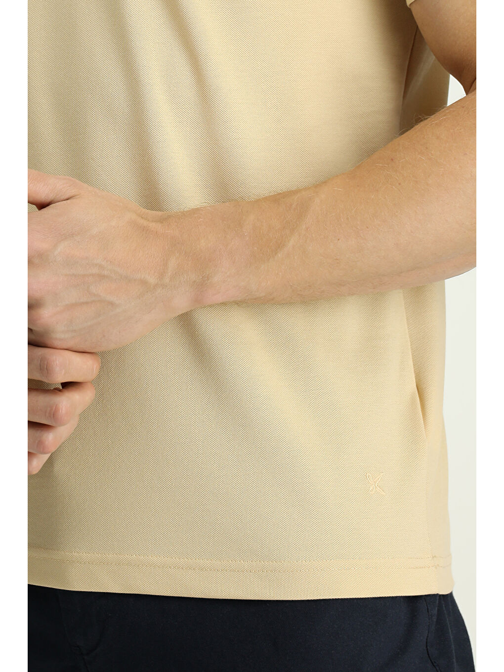 Bej Slim Fit Dar Kesim Pamuklu Polo Yaka Tişört-4