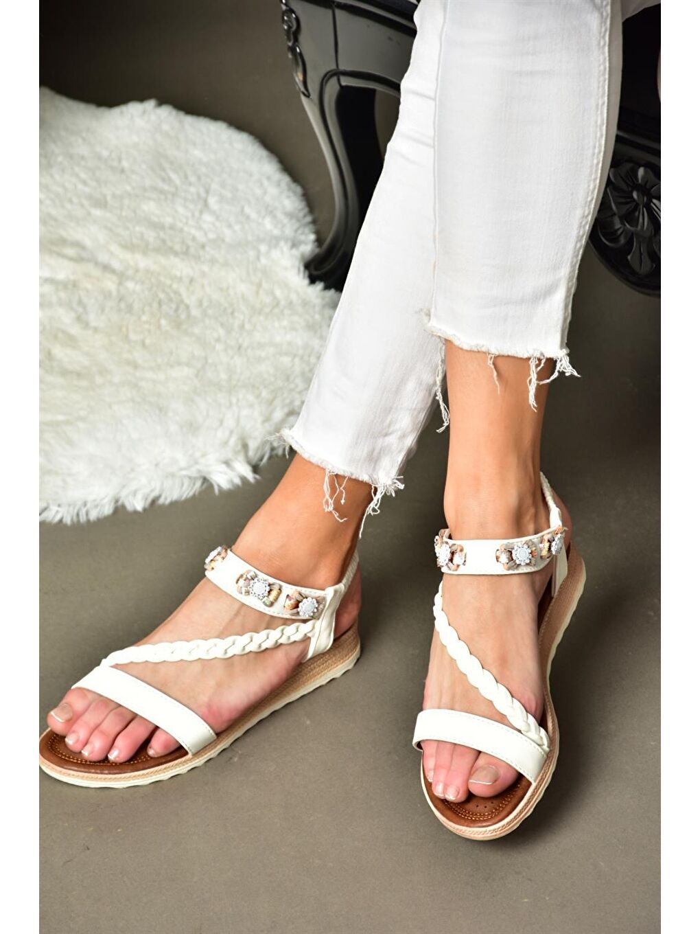 M258313409 Beyaz Kadın Sandalet-2