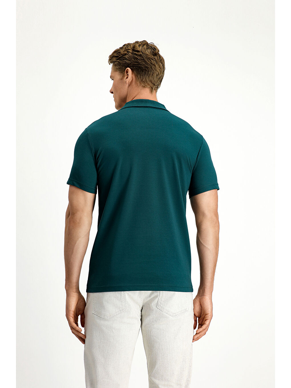 Yeşil Slim Fit Dar Kesim Pamuklu Polo Yaka Tişört-3