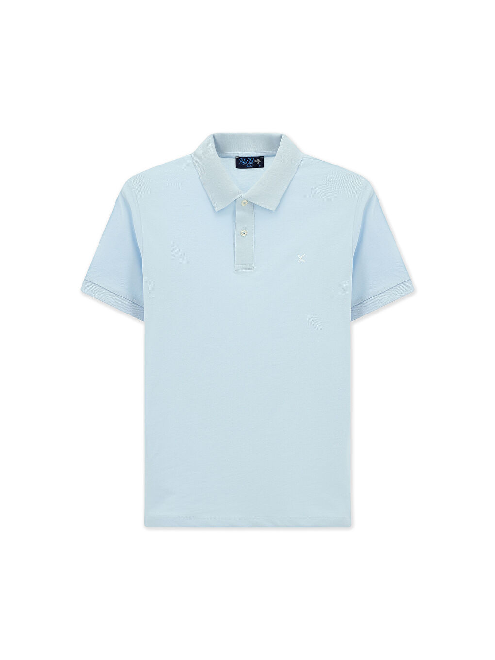 Mavi Polo Yaka Slim Fit Dar Kesim Nakışlı Pamuk %100 Pamuk Tişört-5