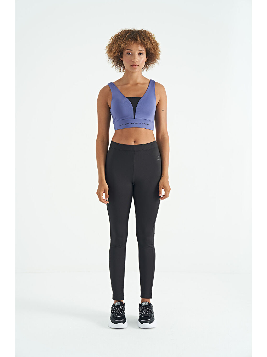 Mor Eflatun Yazı Baskılı Renk Bloklu Dar Kalıp Dalgıç Kumaş Kadın Büstiyer - 97271-1