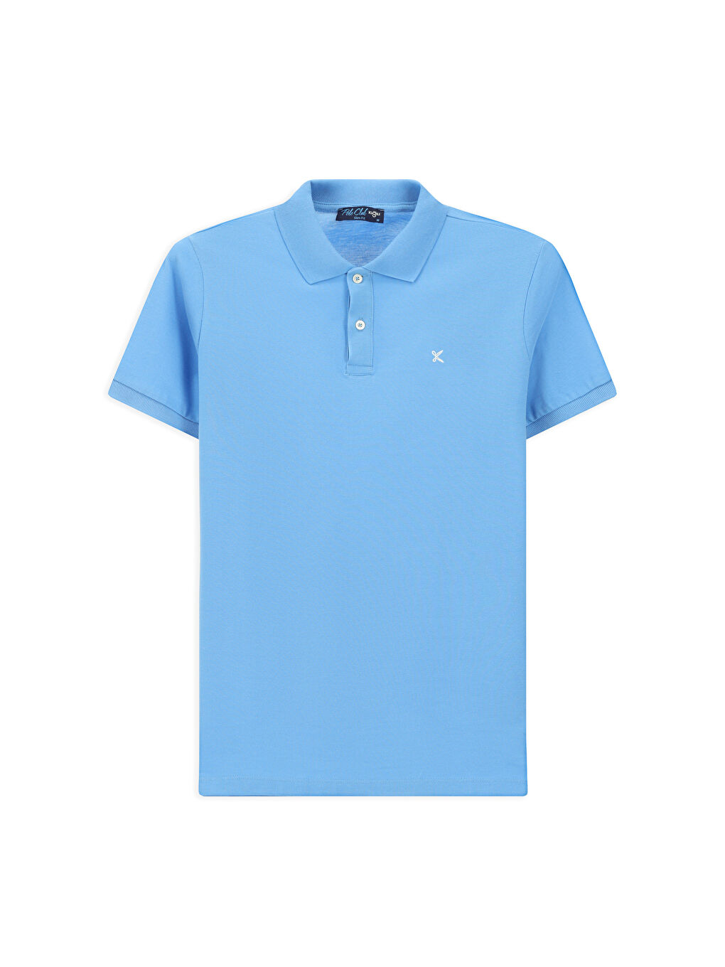 Mavi Polo Yaka Slim Fit Dar Kesim Nakışlı Pamuk %100 Pamuk Tişört-4