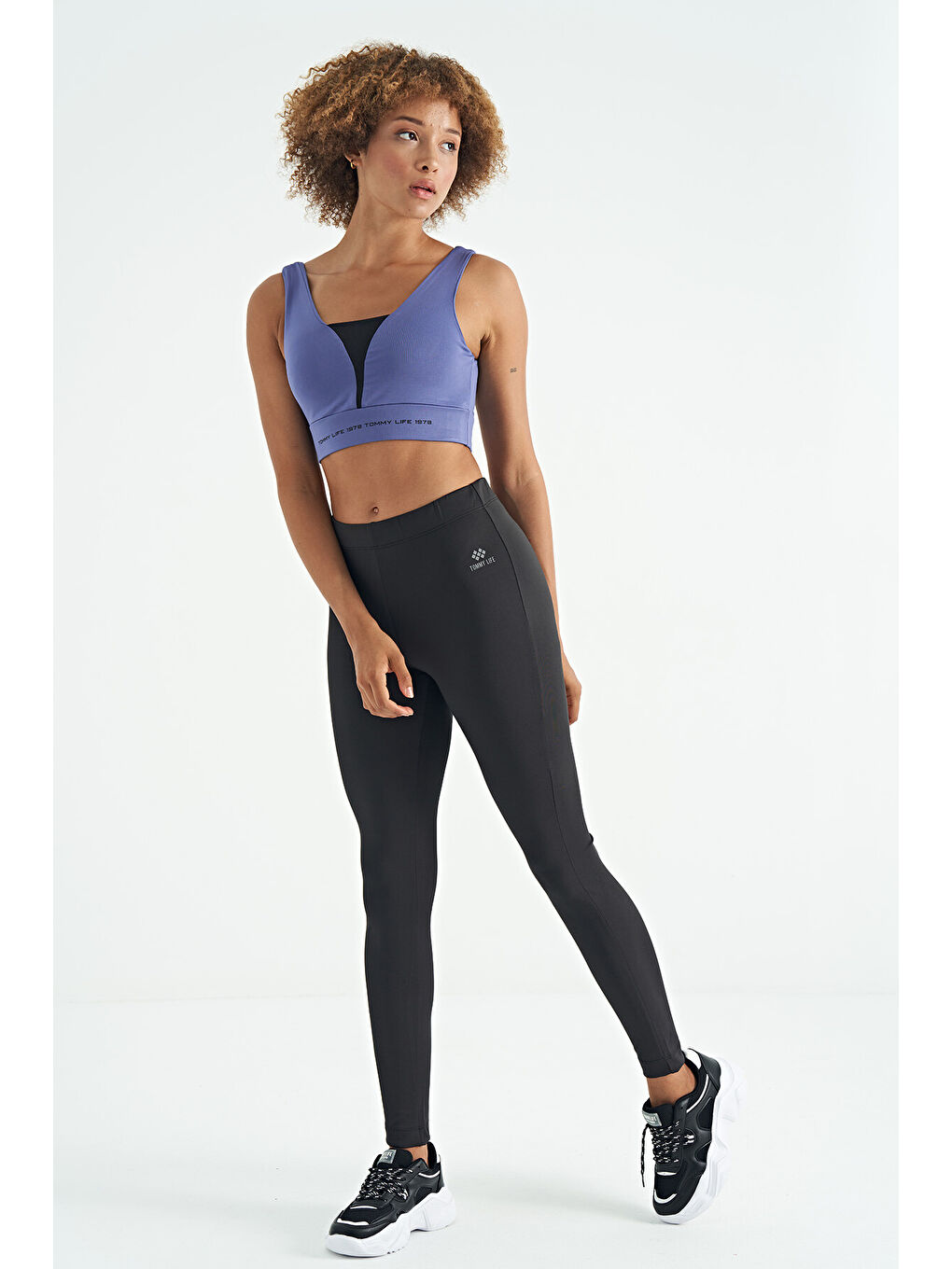 Mor Eflatun Yazı Baskılı Renk Bloklu Dar Kalıp Dalgıç Kumaş Kadın Büstiyer - 97271-3