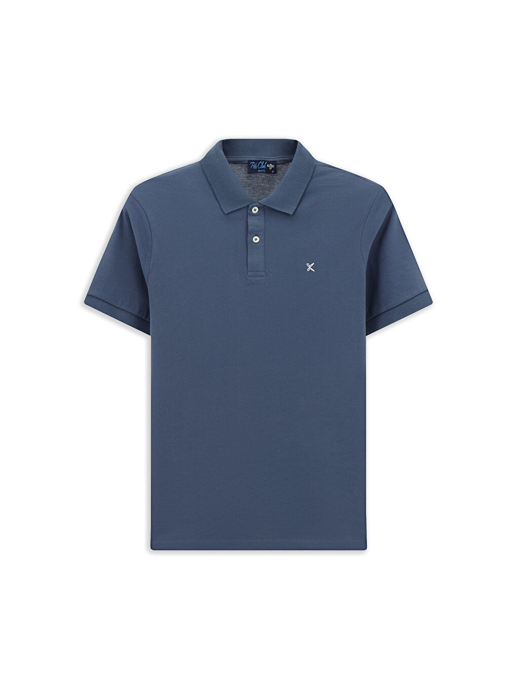 İndigo Polo Yaka Slim Fit Dar Kesim Nakışlı Pamuk %100 Pamuk Tişört-4
