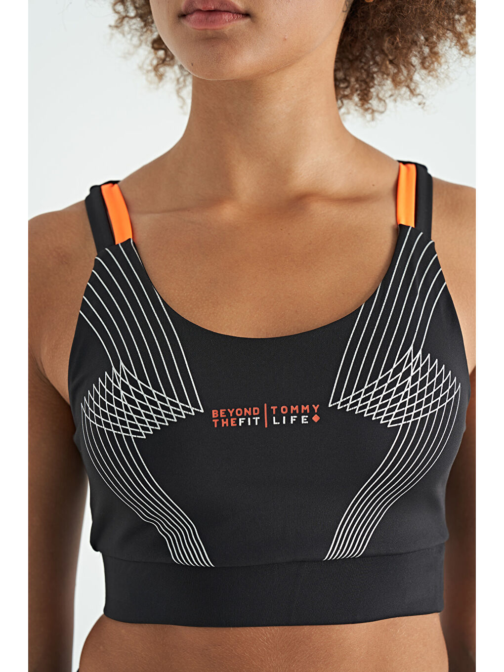 Siyah Baskılı Sırt Çapraz Detaylı Dalgıç Kumaş Dar Kalıp Kadın Büstiyer - 97273-1