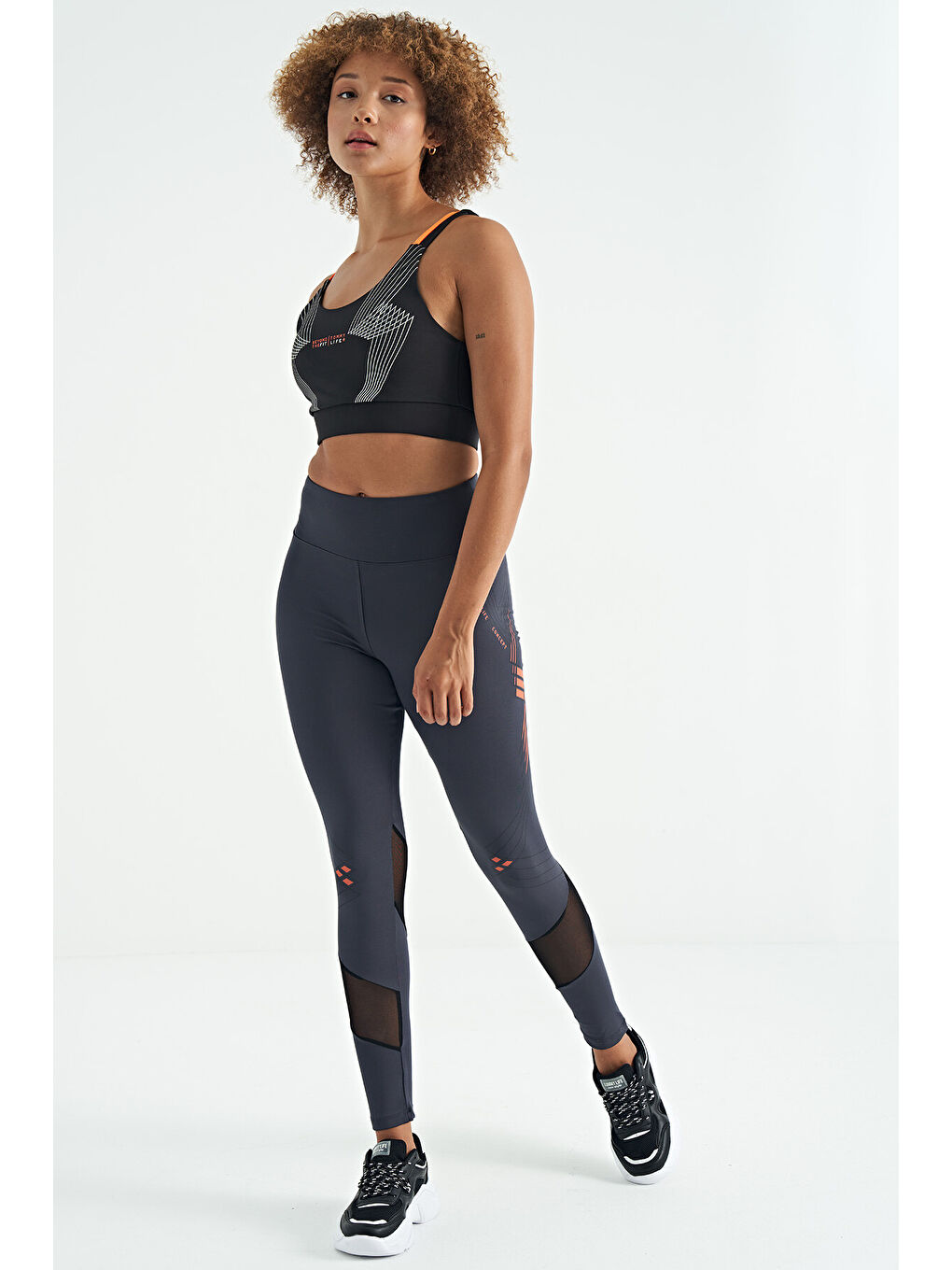 Siyah Baskılı Sırt Çapraz Detaylı Dalgıç Kumaş Dar Kalıp Kadın Büstiyer - 97273-2