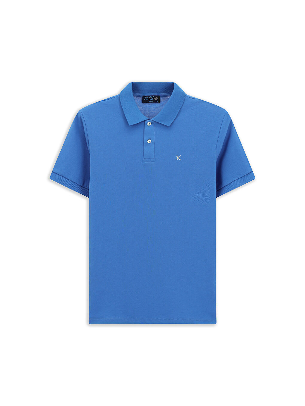 Mavi Polo Yaka Slim Fit Dar Kesim Nakışlı Pamuk Tişört-4