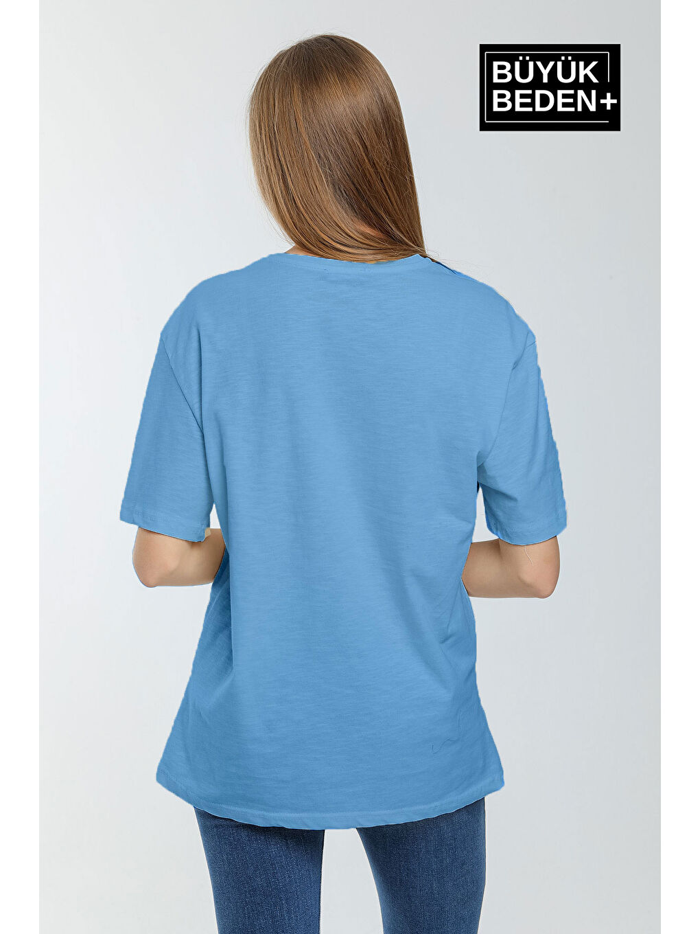 Mavi Kadın Büyük Beden Bisiklet Yaka Tshırt SPR25BTSK10-1