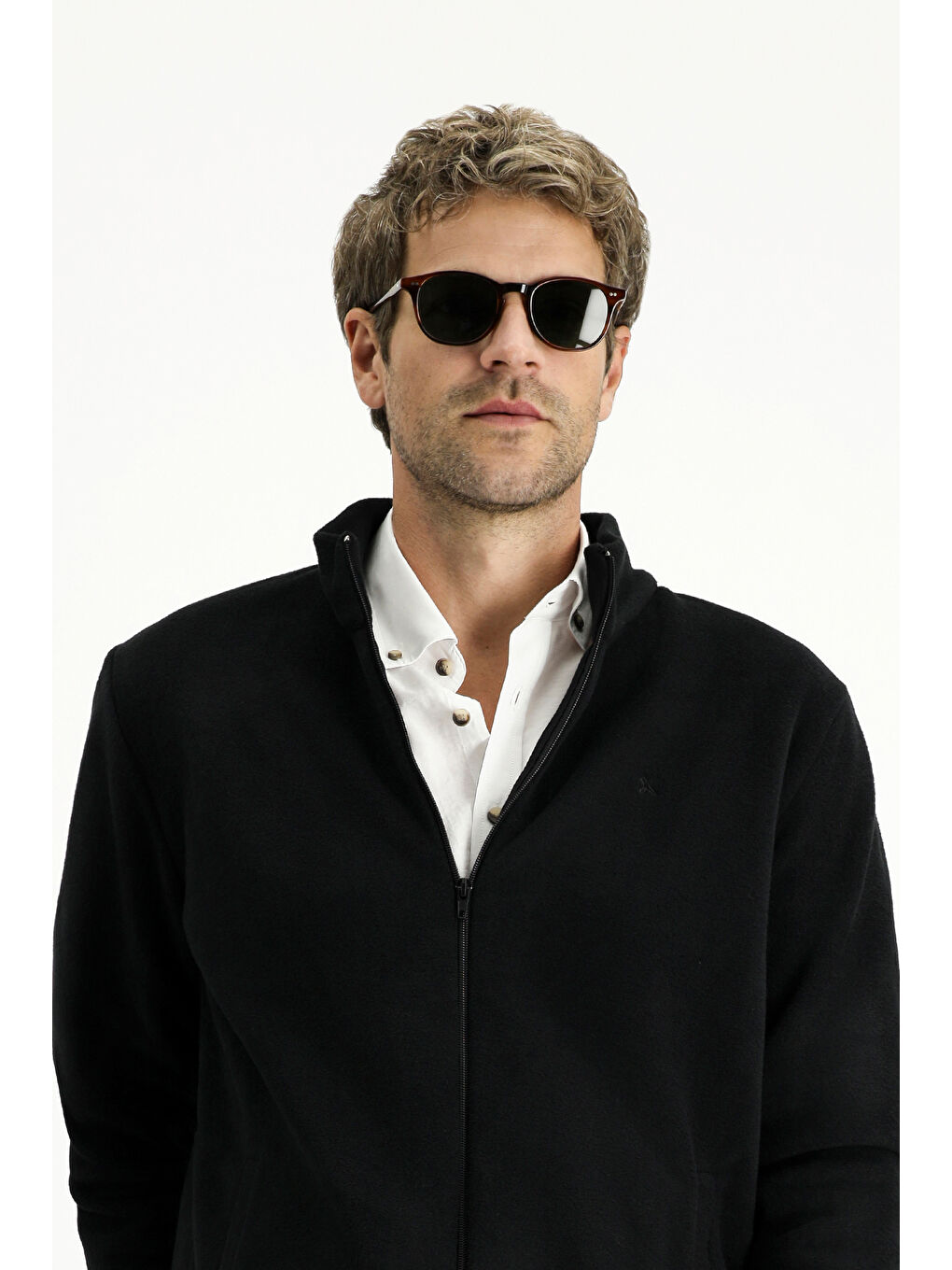 Siyah Fermuarlı Polar Sweatshirt-2