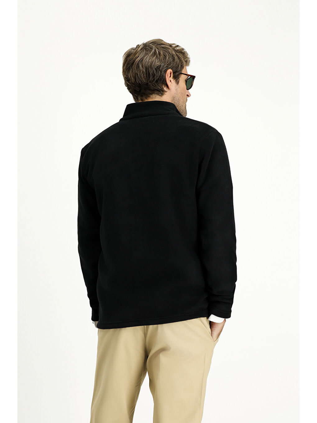 Siyah Fermuarlı Polar Sweatshirt-3