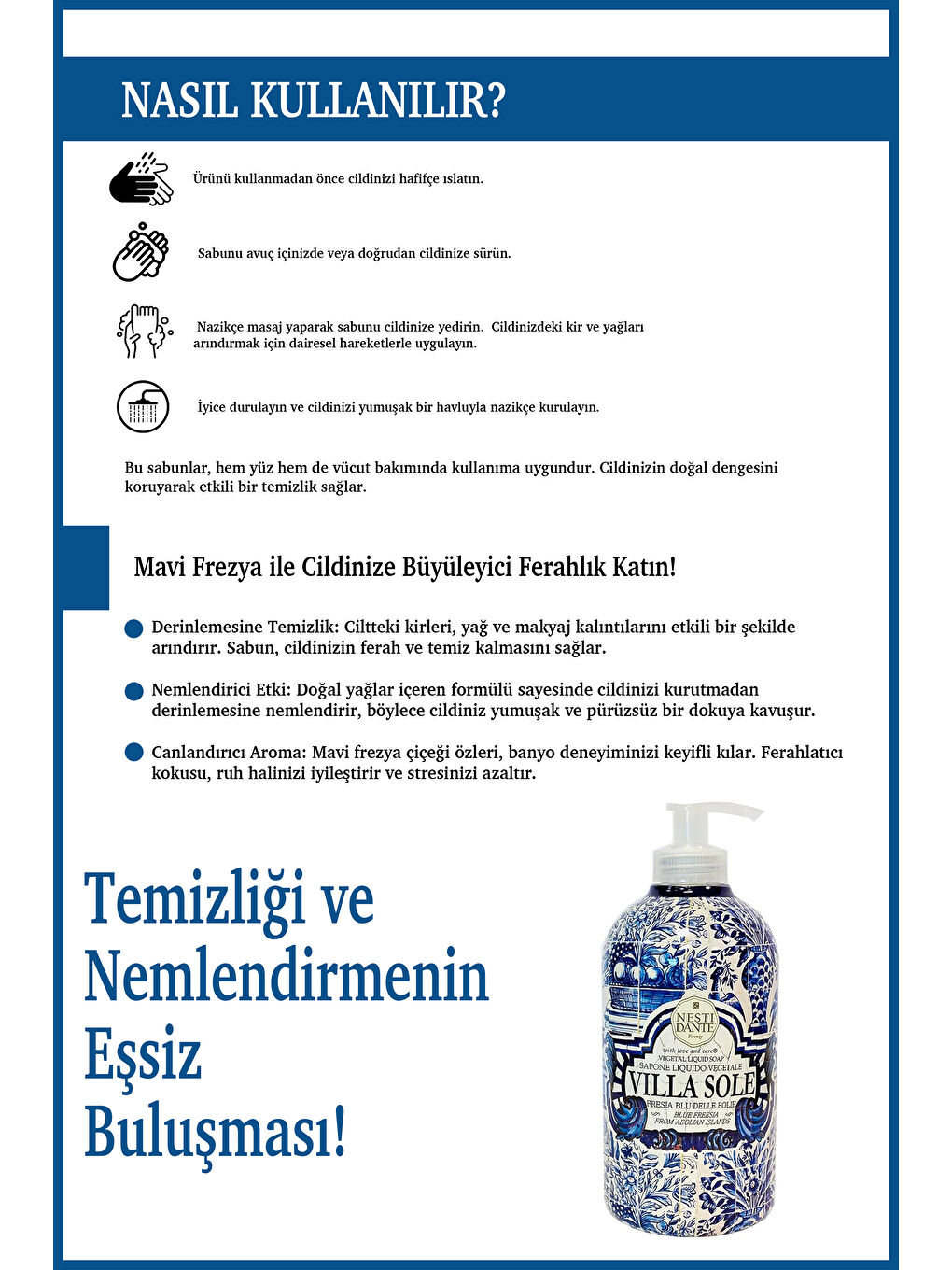 Villa Sole Fresia Blu Delle Eoilie Sıvı Sabun 500ml l Canlandırıcı l Mavi Frezya Çiçeği-3