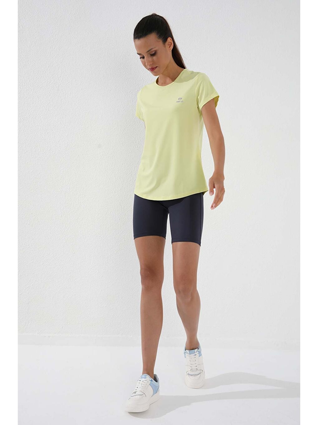 Sarı Limon Basic Kısa Kol Standart Kalıp O Yaka Kadın Tişört - 97144-3
