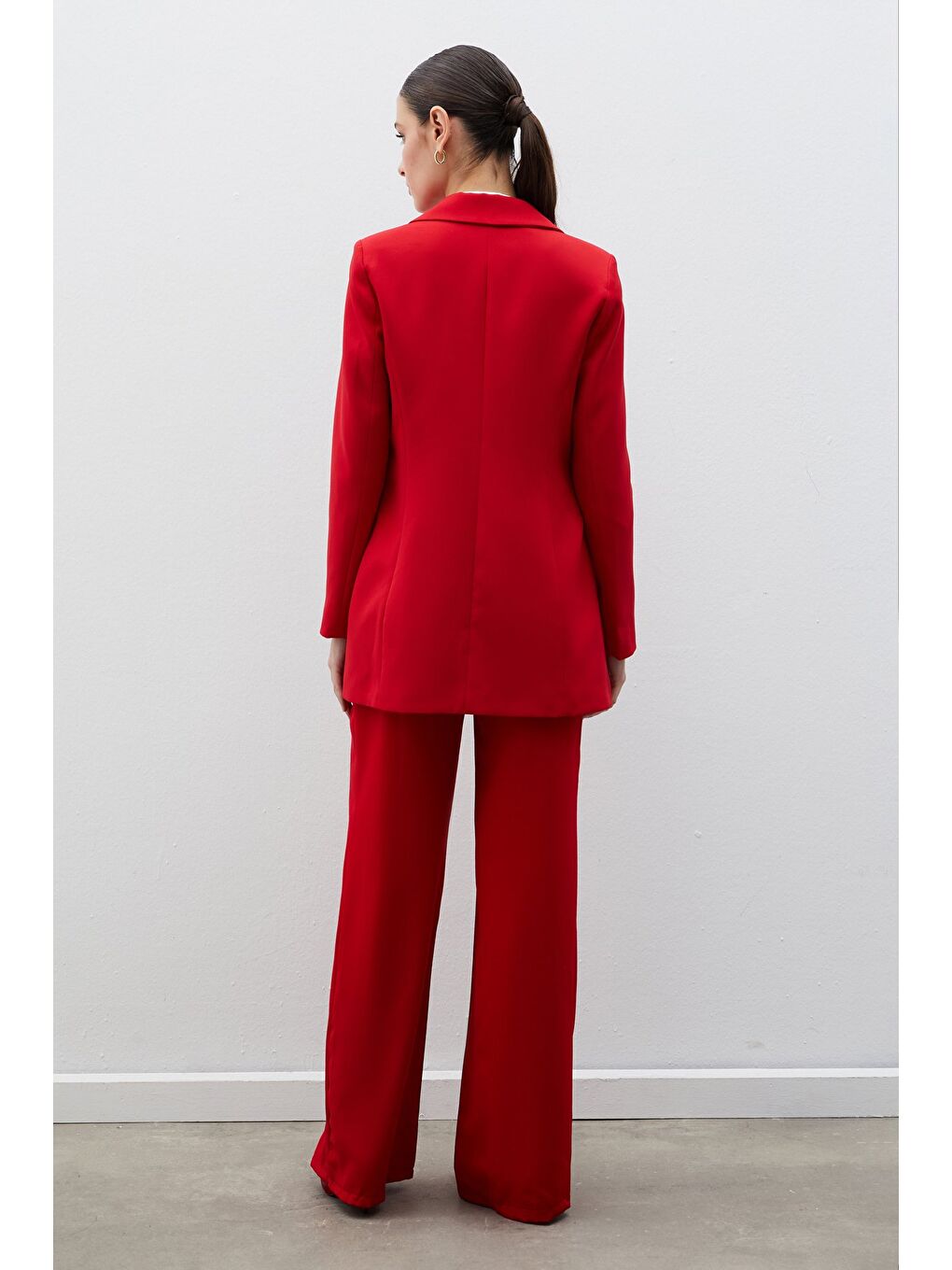 Mono Yaka Klasik Ceket - Kırmızı-7